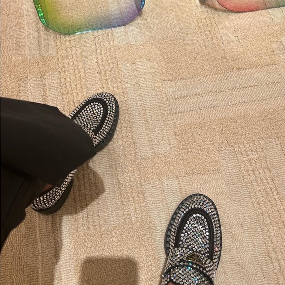 Prada Crystal Logo Flat Loafers - Picture 7 of 10